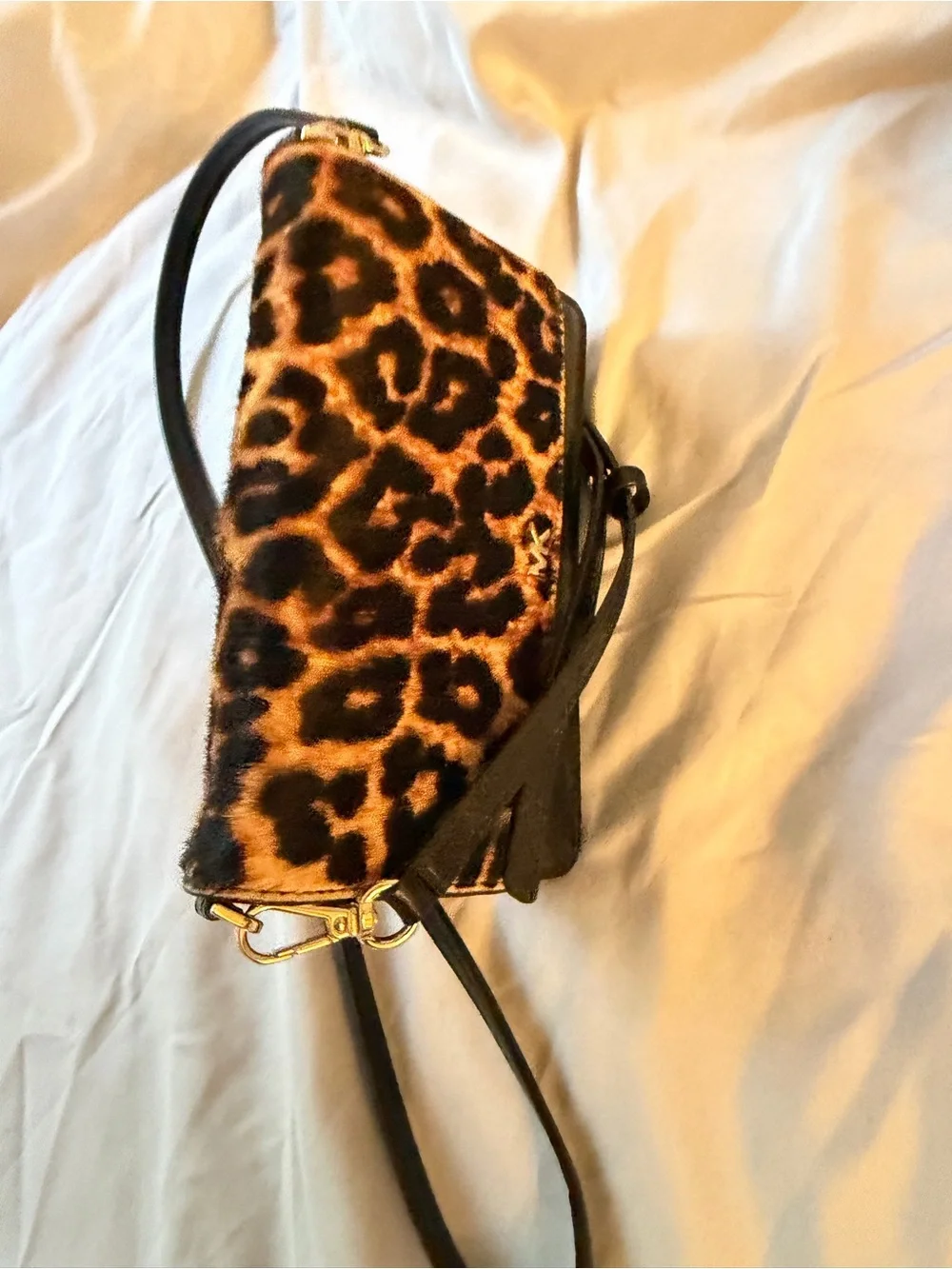 Michael Kors Leopard-Print and Black Leather Crossbody